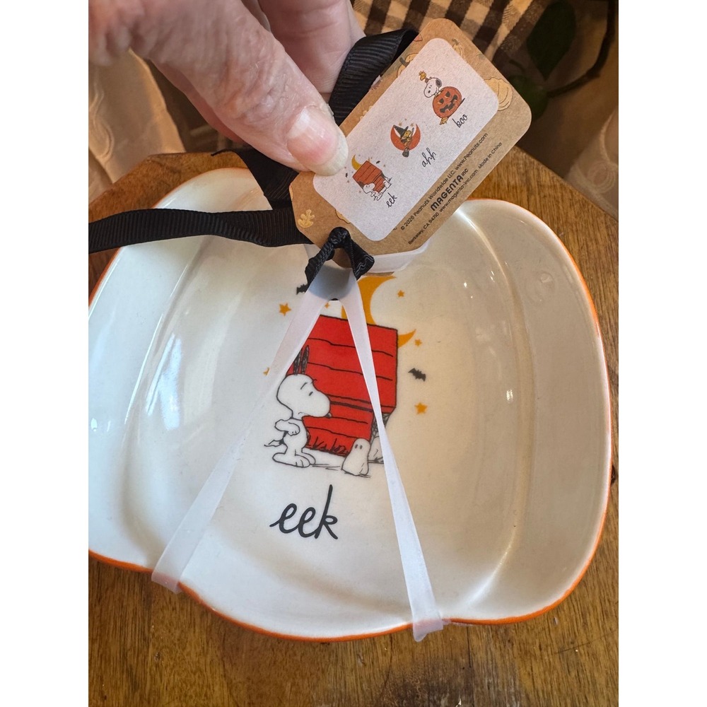 Rae Dunn Snoopy pumpkin 3 condiment bowls Halloween Autumn